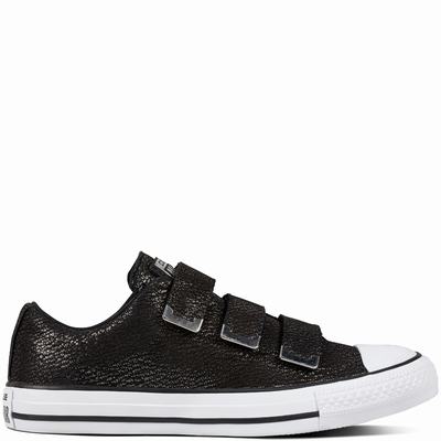 Converse Chuck Taylor All Star Nubuck Tipped Metallic + Hardware Low Tops Womens - Black/Silver/White Shoes (466VPBIO)